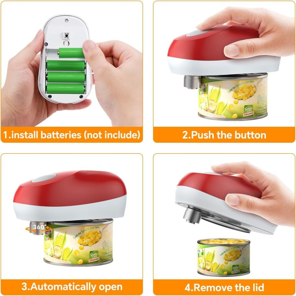 Electric Can opener New, One Touch Automatically open the can for Any Size Smooth Edge and Safe Best Gift for Chef Senior and Mom