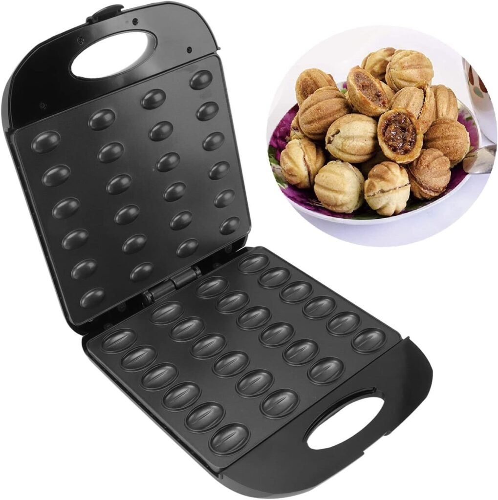 Electric Walnut Cake Maker, Automatic Mini Nut Waffle Bread Machine, Toaster Baking Breakfast Pan Oven, Non Stick Electric Walnut Cookie Maker, 1400W 24pcs Capacity (US Plug 110V)