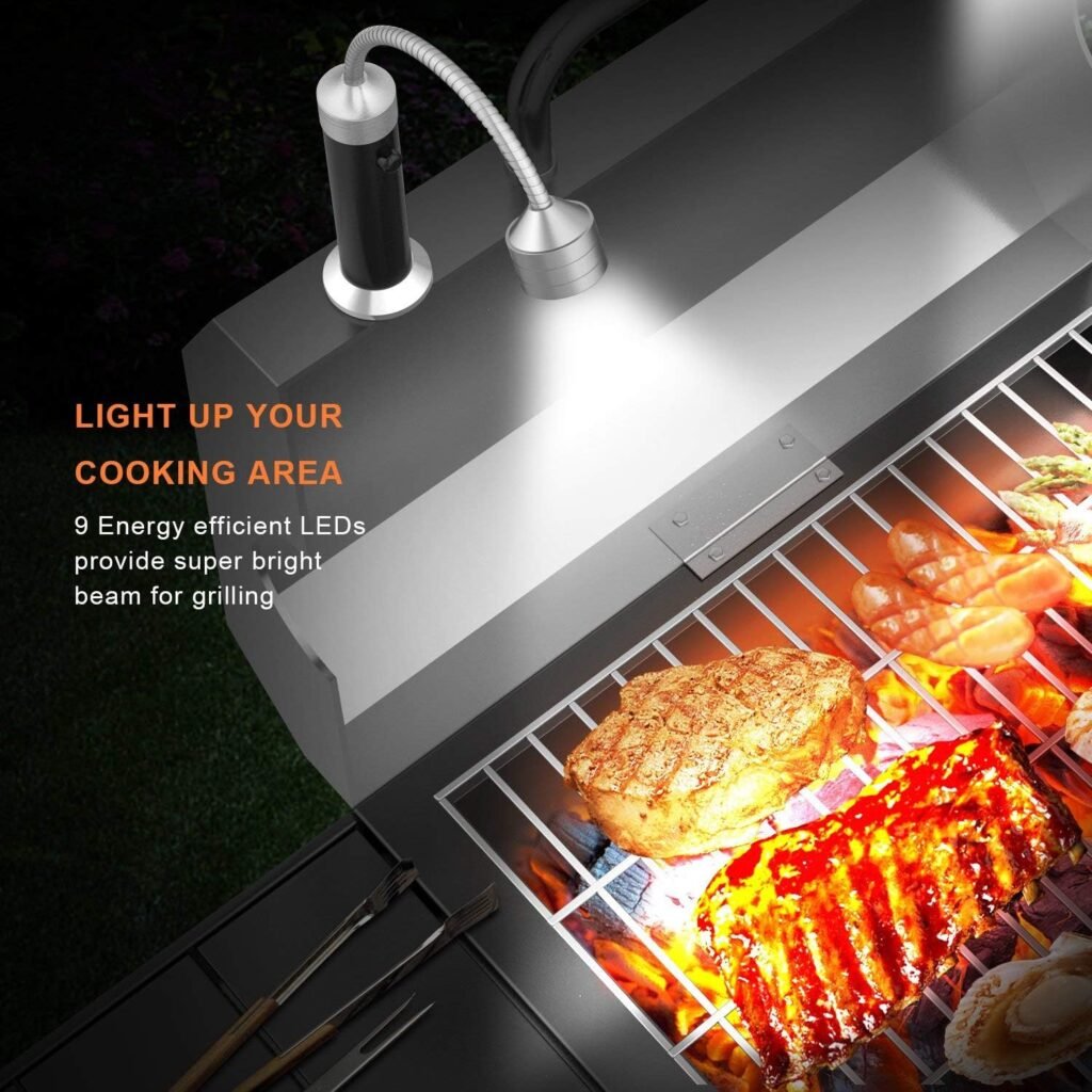 FIREOR BBQ Grill Light Grilling Accessories for Outdoor, Magnetic Barbecue LED Night Lamp Flexible Gooseneck Cool Traveler Supplies Lighter, Men Dad Gift Pellet Smoker Griddle Gadget