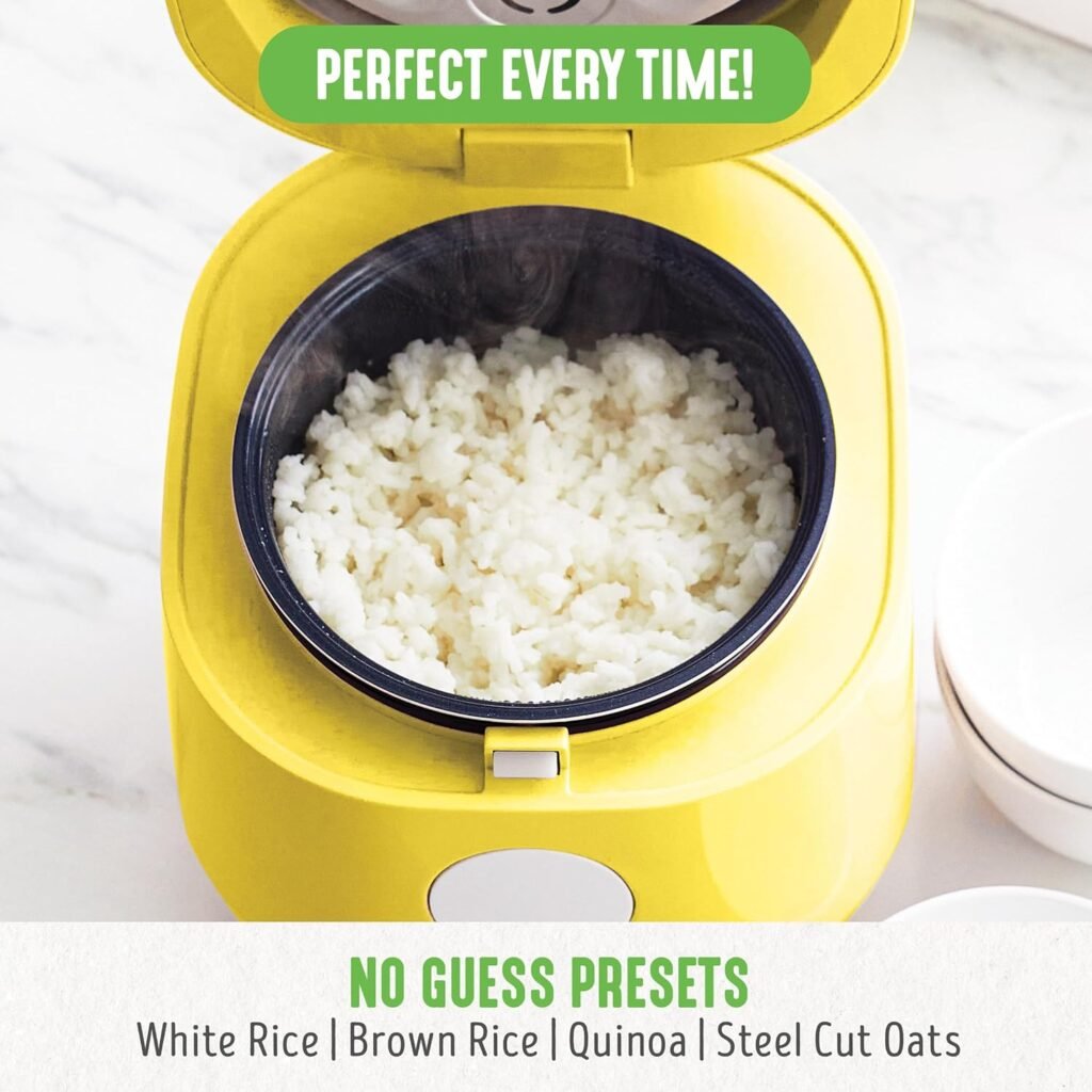 GreenLife Healthy Ceramic Nonstick 4-Cup Rice Oats and Grains Cooker, PFAS-Free, Dishwasher Safe Parts, White