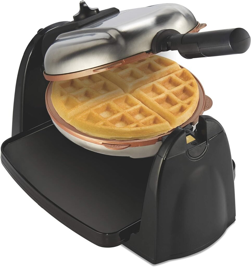 Hamilton Beach 26031 Belgian Waffle Maker with Removable Nonstick Plates, Single Flip, Ceramic Grids, Black