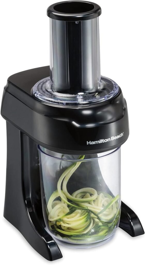 Hamilton Beach 3-in-1 Electric Vegetable Spiralizer  Slicer With 3 Cutting Cones for Veggie Spaghetti, Linguine, and Ribbons, 6-Cups, Black,70930