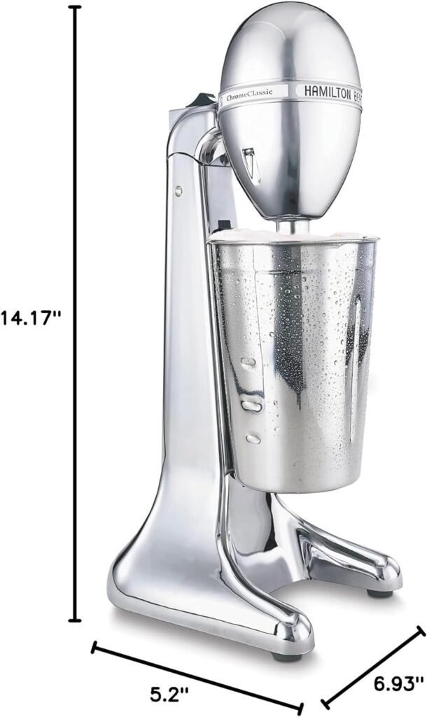 Hamilton Beach DrinkMaster Electric Drink Mixer, Restaurant-Quality Retro Milkshake Maker  Milk Frother, 2 Speeds, Extra-Large 28 oz. Stainless Steel Cup, Classic Chrome