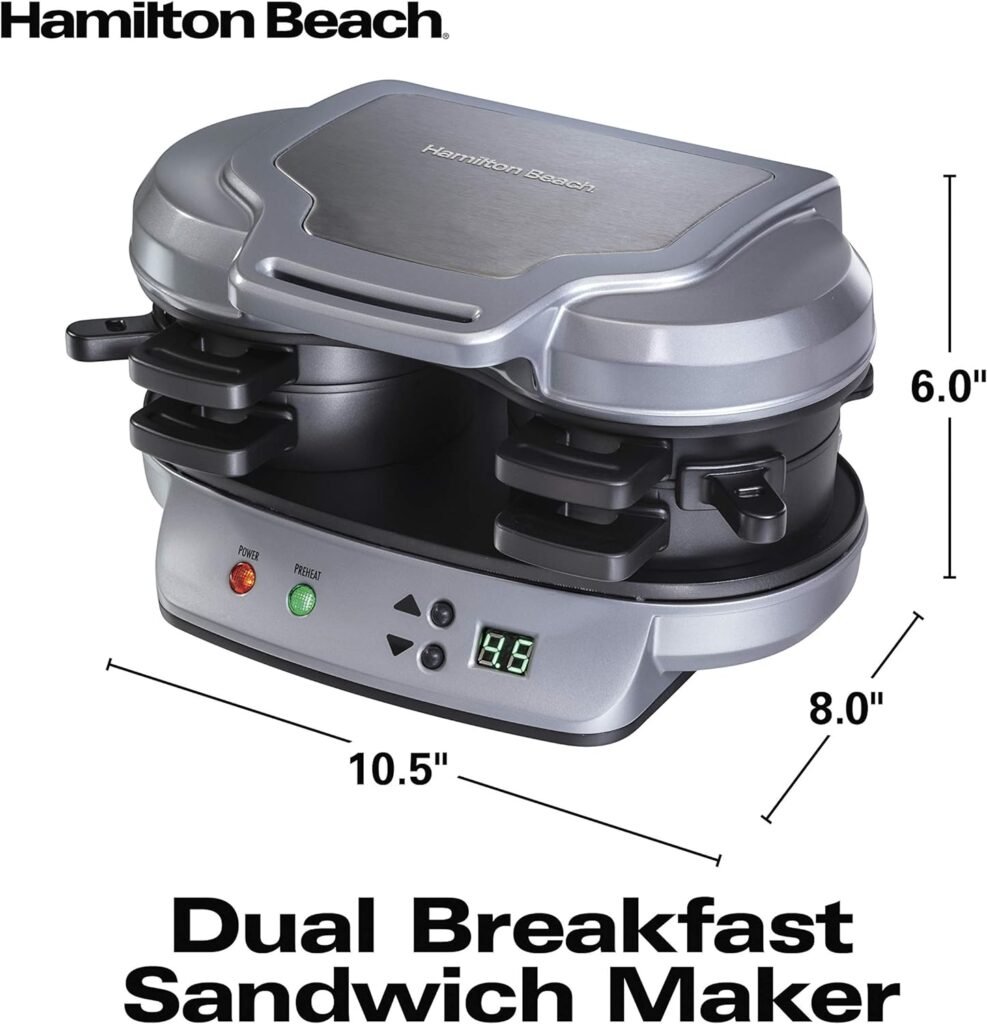 Hamilton Beach Dual Breakfast Sandwich Maker with Timer, Silver (25490A)