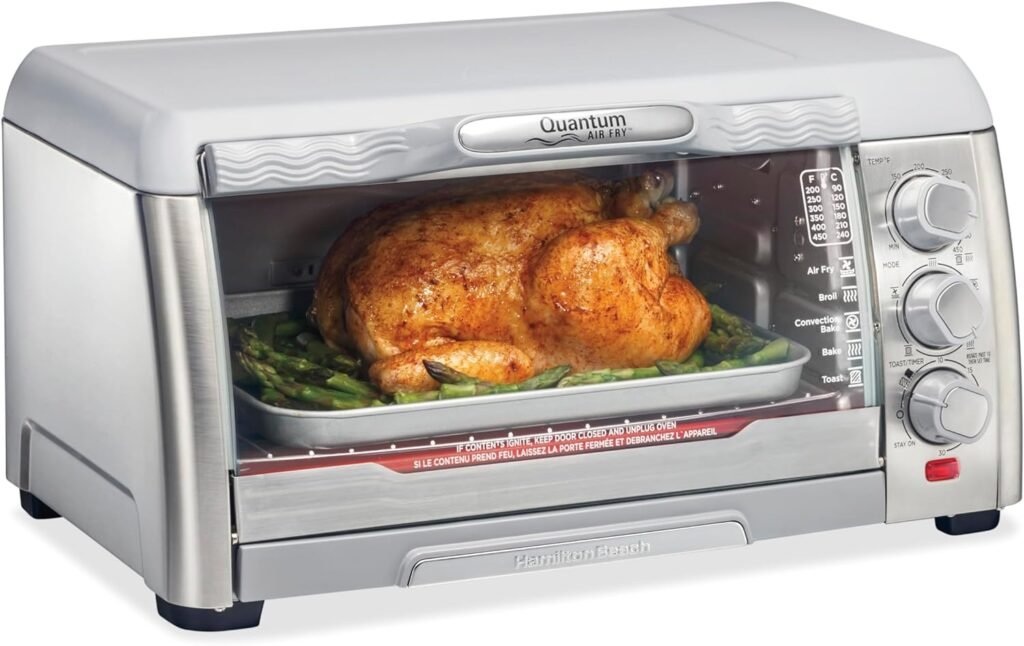 Hamilton Beach Quantum Toaster Oven Air Fryer Combo With Large Capacity, Fits 6 Slices Or 12” Pizza, 5 Functions for Convection, Bake, Broil, Stainless Steel (31350)