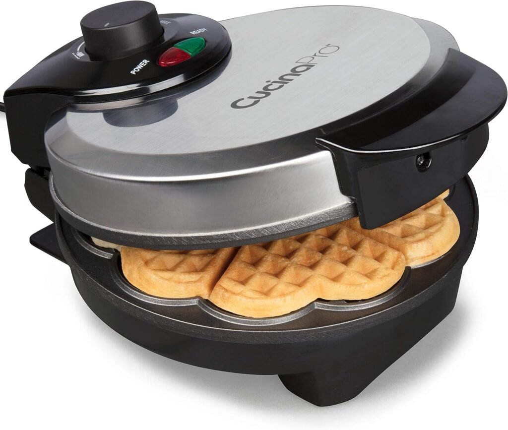 Heart Waffle Maker- Make 5 Heart Shaped Waffles for Special Breakfast- Nonstick Baker for Easy Cleanup, Electric Waffler Griddle Iron w Adjustable Browning Control- Loved Ones Gift for Easter Morning