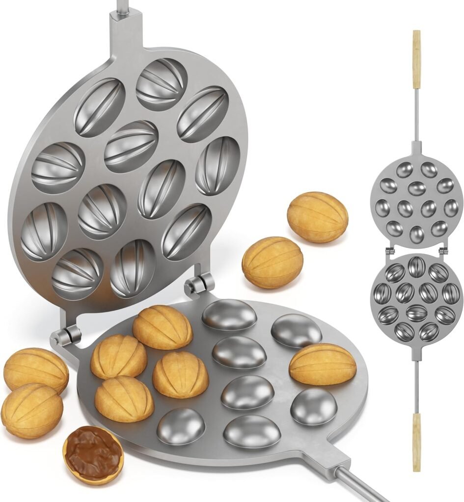 Heavy Oreshki Mold Oven Cookies Maker Oreshnitsa 12 Nuts Oreshki - Cookie Mold Oreshek Cake - Nut Cookie Shaped Molds - Metal Mold Form Nuts for Sweet Russian Nuts Oreshki Molding for Baking