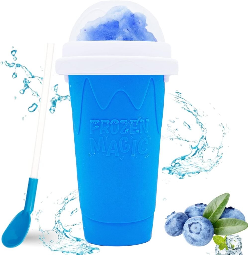 Hoinvaet® Magic Slushy Maker Squeeze Cup Slushie Maker, Homemade Milk Shake Maker Cooling Cup Squee DIY it for Everyone (Blue)