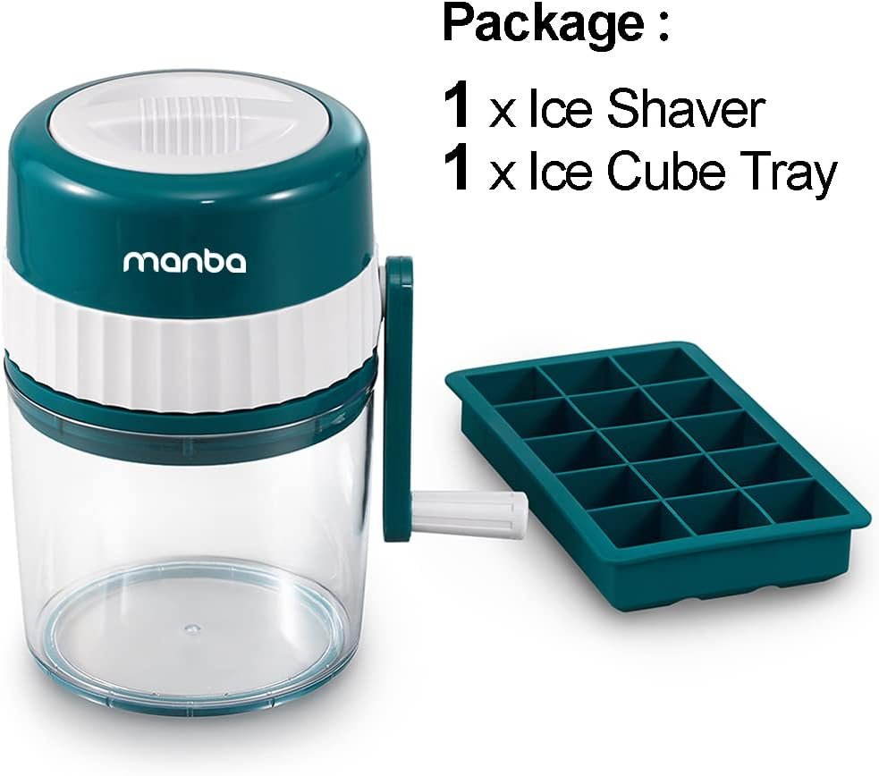 Ice Shaver and Snow Cone Machine - Premium Portable Ice Crusher and Shaved Ice Machine with Free Ice Cube Trays - BPA Free