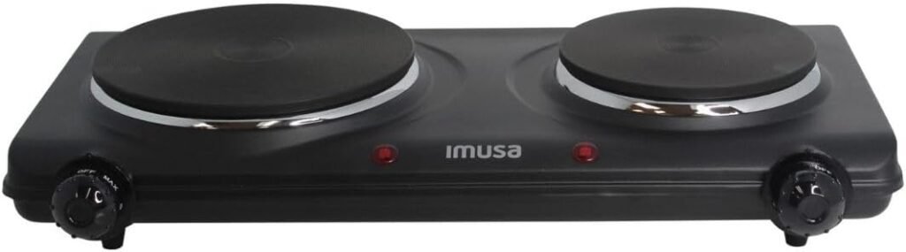 IMUSA Double Electric Hot Plate with Cast Iron Plate for Cooking or Heating, Electric Burner