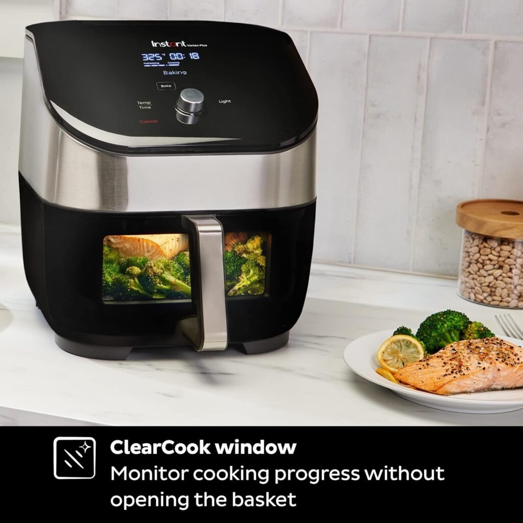 Instant Vortex Plus 6QT Air Fryer with Odor Erase Technology, 6-in-1 Functions that Crisps, Roasts, Broils, Dehydrates, Bakes  Reheats, 100+ In-App Recipes, from the Makers of Instant Pot, Black