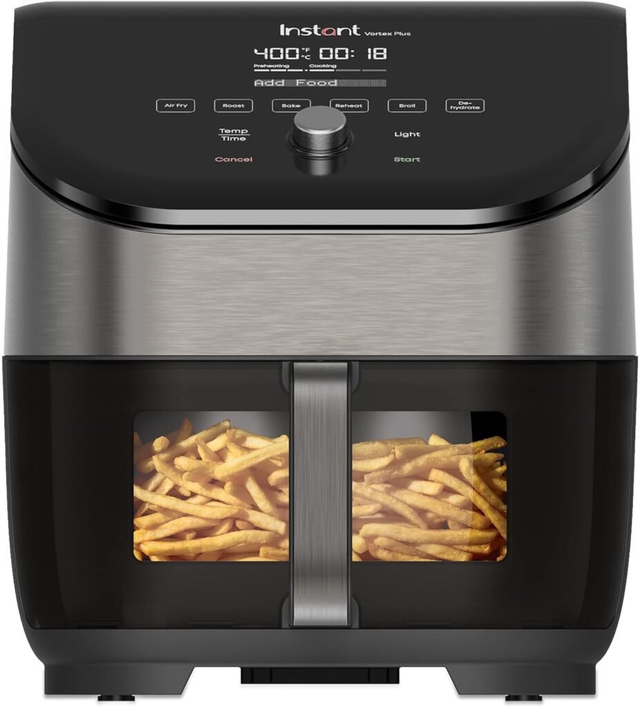 Instant Vortex Plus 6QT Air Fryer with Odor Erase Technology, 6-in-1 Functions that Crisps, Roasts, Broils, Dehydrates, Bakes  Reheats, 100+ In-App Recipes, from the Makers of Instant Pot, Black