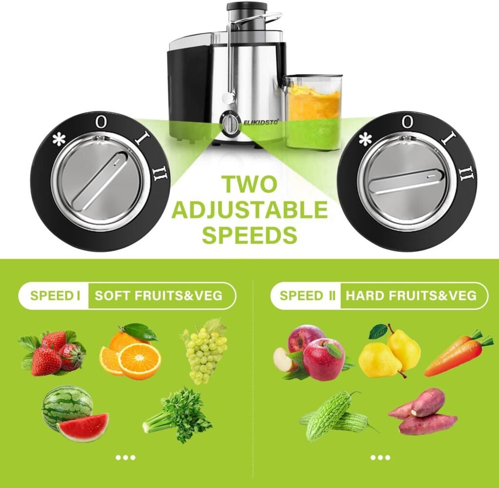 Juicer Machines,Juicer,800W,Large 3 Inch Feed Chute for Whole Fruits and Vegetables,Faster Juicers Dual Speed,Juice Residue Separation,Easy to Use/Clean,Anti-Drip