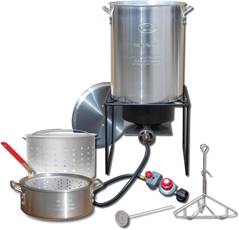 King Kooker Propane Outdoor Fry Boil Package with 2 Pots, silver, one size (12RTFBF3)