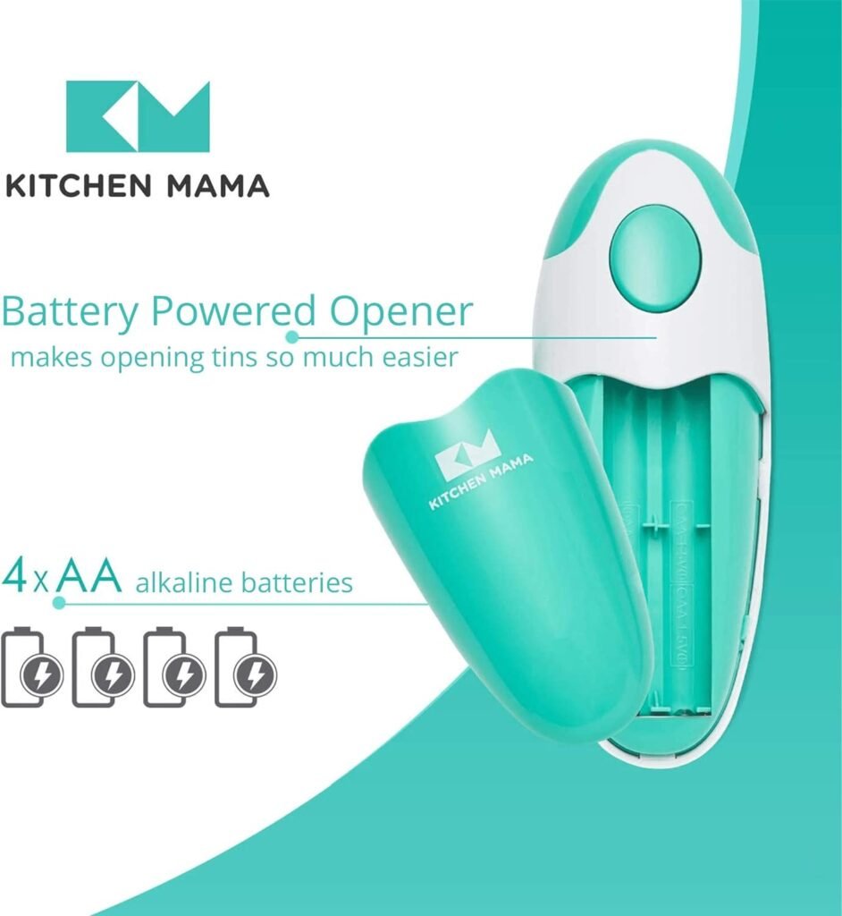 Kitchen Mama Auto Electric Can Opener: Open Your Cans with A Simple Press of Button - Automatic, Hands Free, Smooth Edge, Food-Safe, Battery Operated, YES YOU CAN (Red)