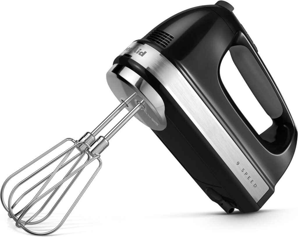 KitchenAid 9-Speed Digital Hand Mixer with Turbo Beater II Accessories and Pro Whisk - Contour Silver