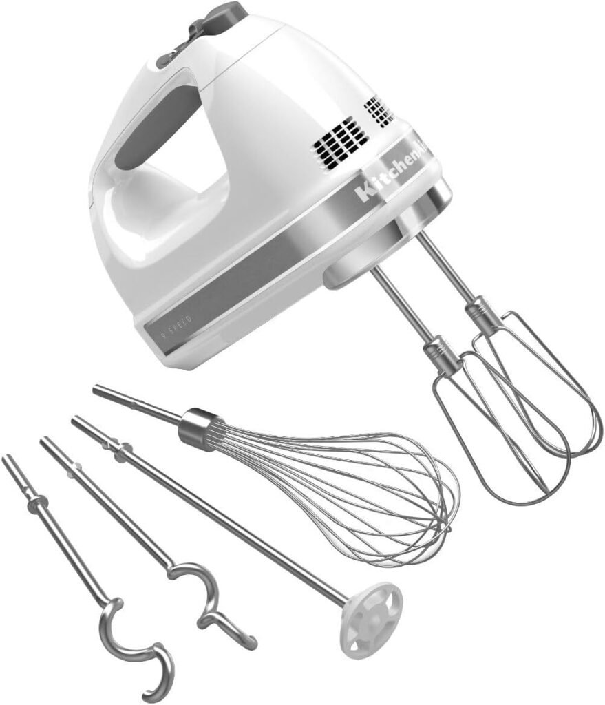 KitchenAid 9-Speed Digital Hand Mixer with Turbo Beater II Accessories and Pro Whisk - Contour Silver