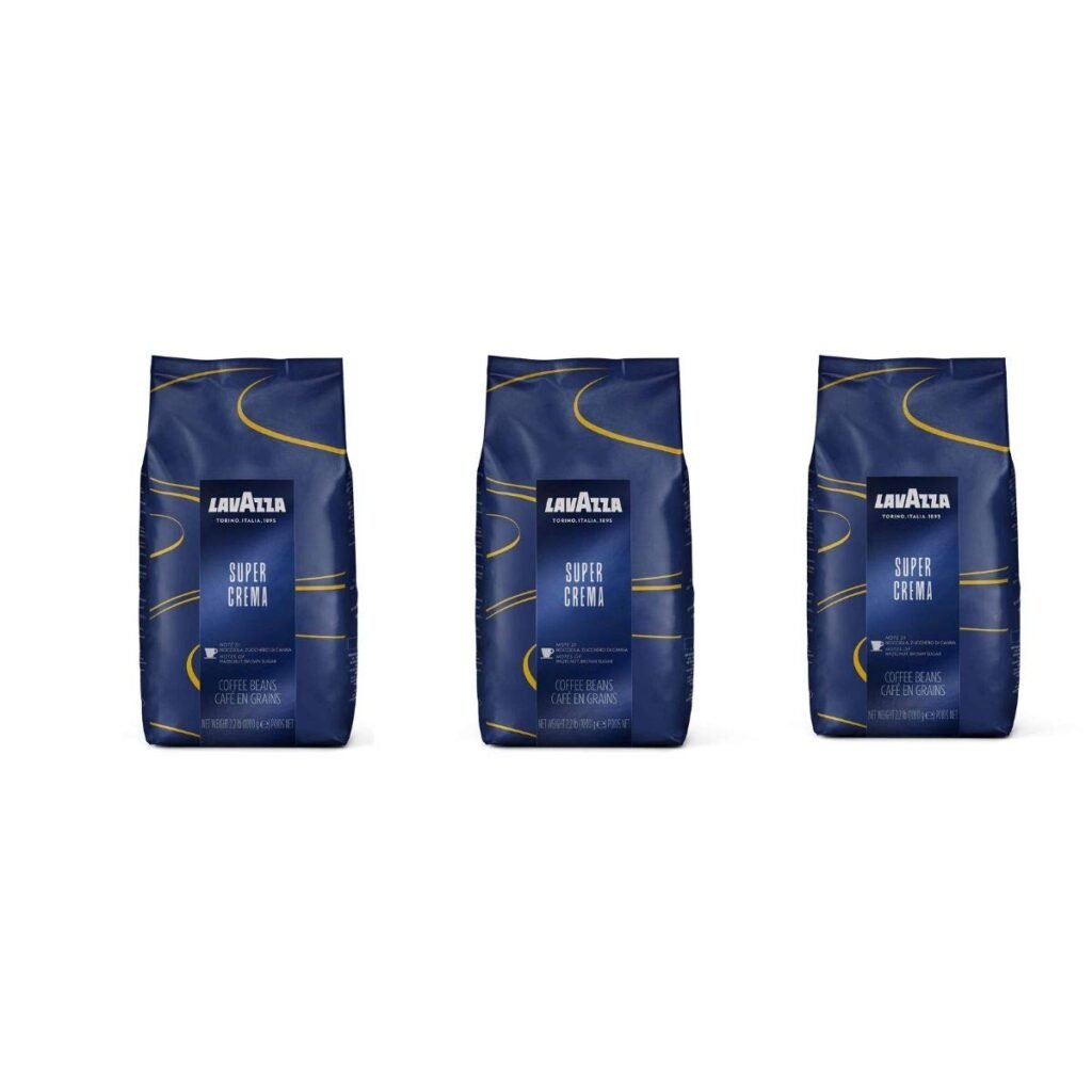 Lavazza Super Crema Whole Bean Coffee Blend, Medium Espresso Roast, 2.2-Pound Bag (Pack of 3)