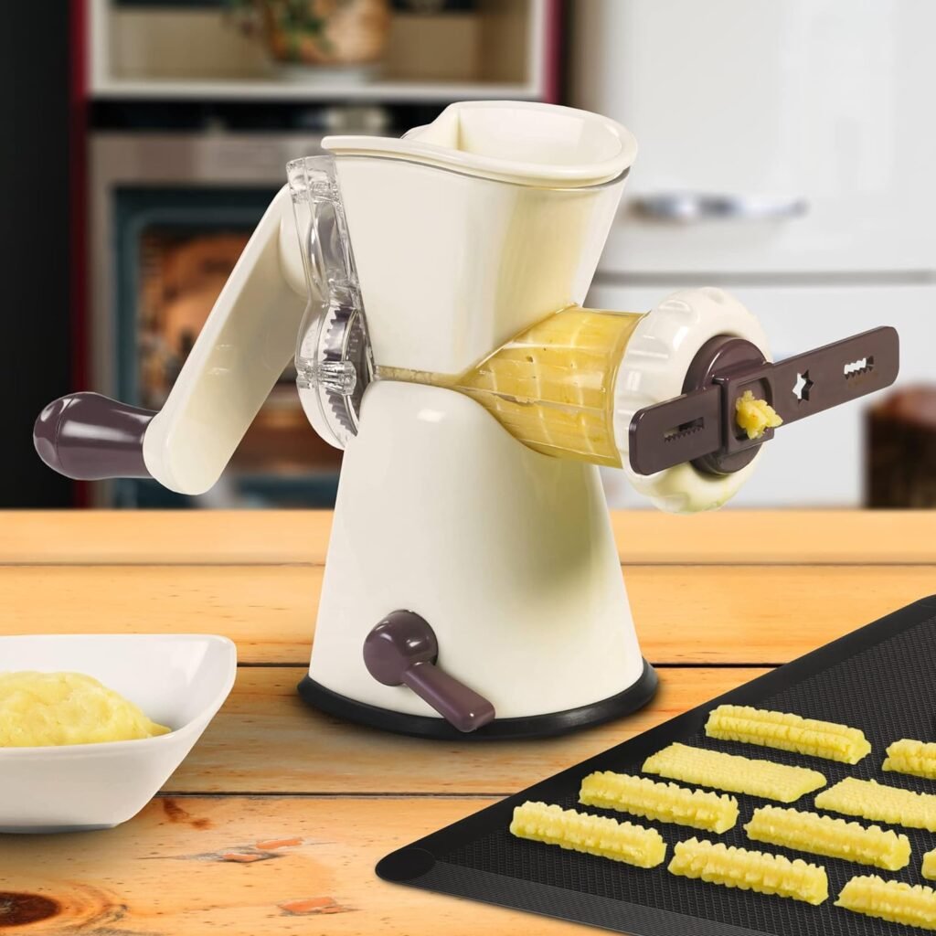 LURCH Germany Cookie Biscuit Maker with Meat Grinder Attachment | Hand Crank Driven Cookie, Churros, Sausage, Ground Meat Machine | Easy to Clean - Aubergine/Cream White