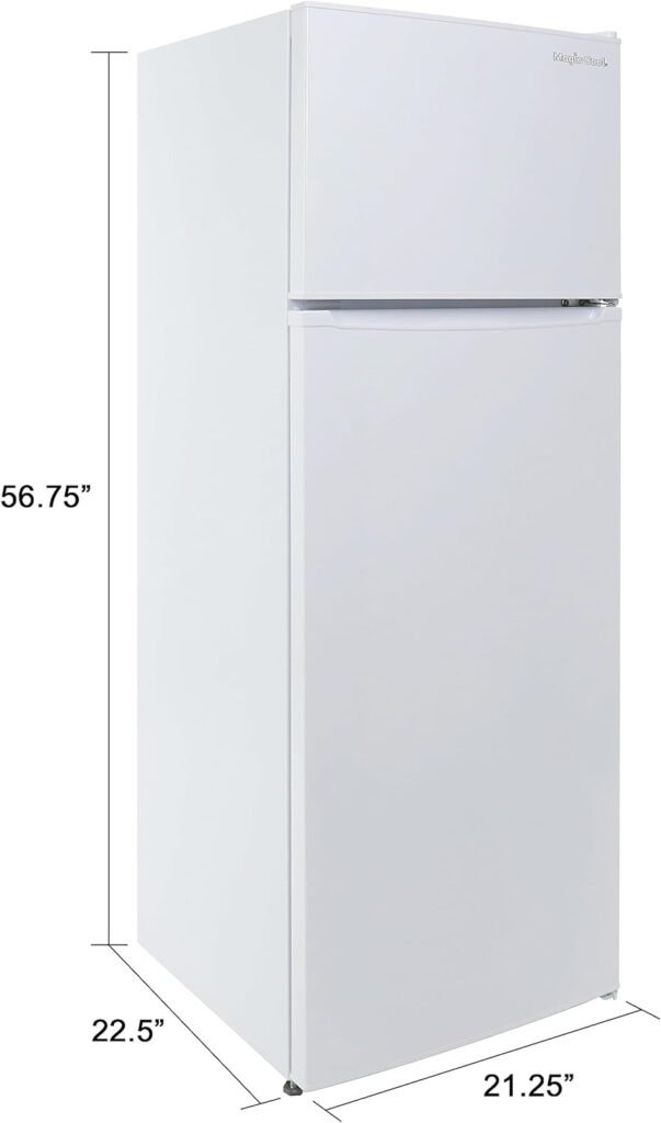 Magic Cool MCR74V0W Apartment Refrigerator Freestanding Slim Design Full Fridge with Top Freezer for Condo, House, Small Kitchen Use, White