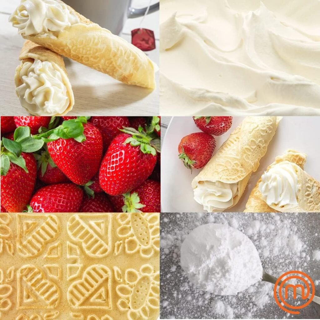 MasterChef Krumkake Baker-Make 2 Homemade Pizzelle Like Cookies, Great for Cannoli Filling  Waffle Cones, Fun Nonstick Electric Iron Press Kitchen Appliance-Home Made Treats