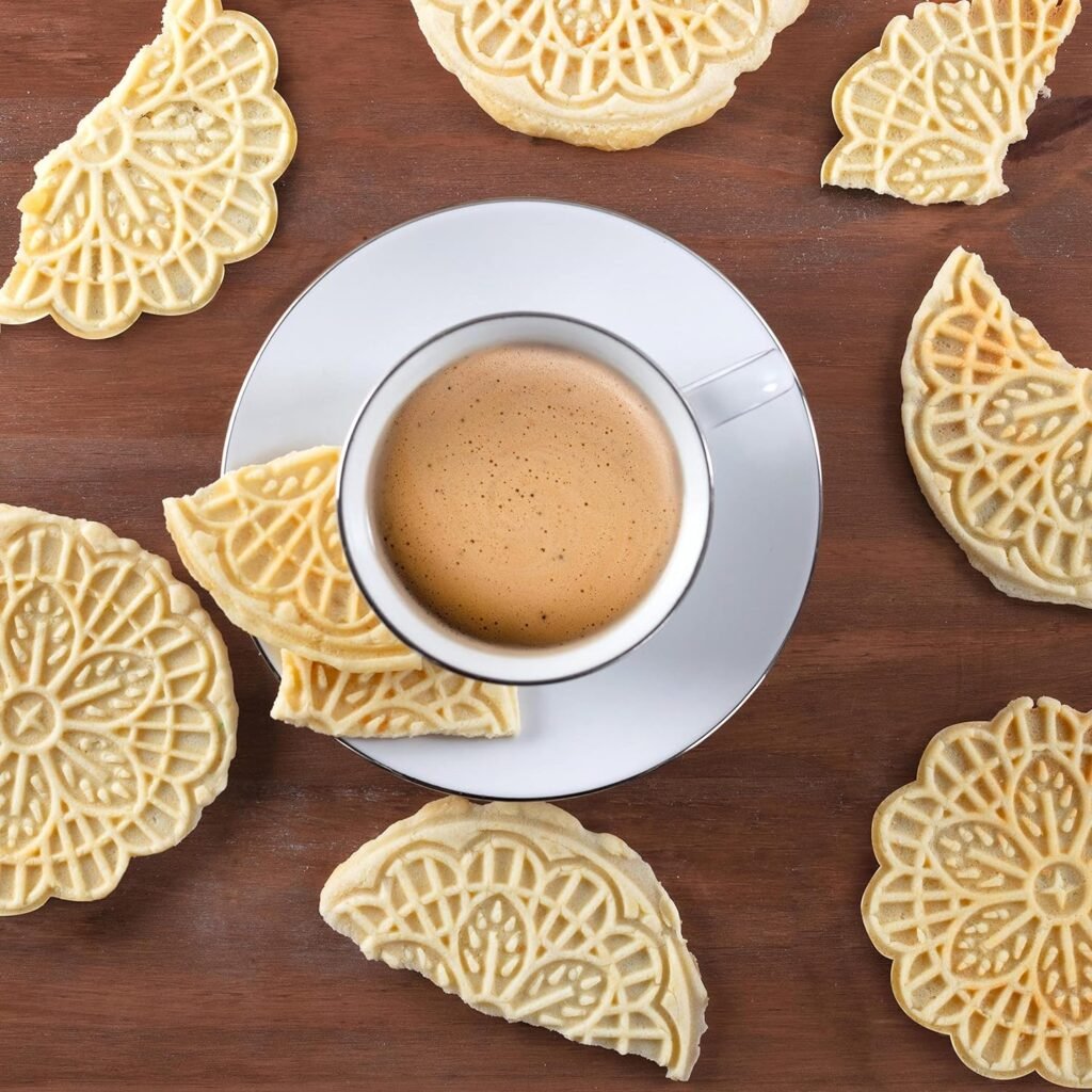 Mini Electric Pizzelle Maker - Makes One Personal Tiny Sized 4 Traditional Italian Cookie in Minutes- Nonstick Easy to Use Press - Recipes Included- Must Have Dessert Treat for Holiday Baking or Gift