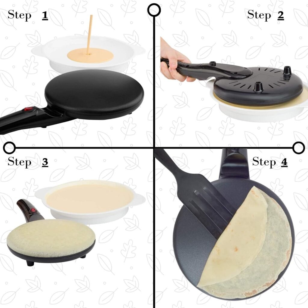 Moss  Stone Electric Crepe Maker With Auto Power Off, Portable Crepe Maker  Non-Stick Dipping Plate, On/Off Switch, Nonstick Coating  Automatic Temperature Control, Pan Apo