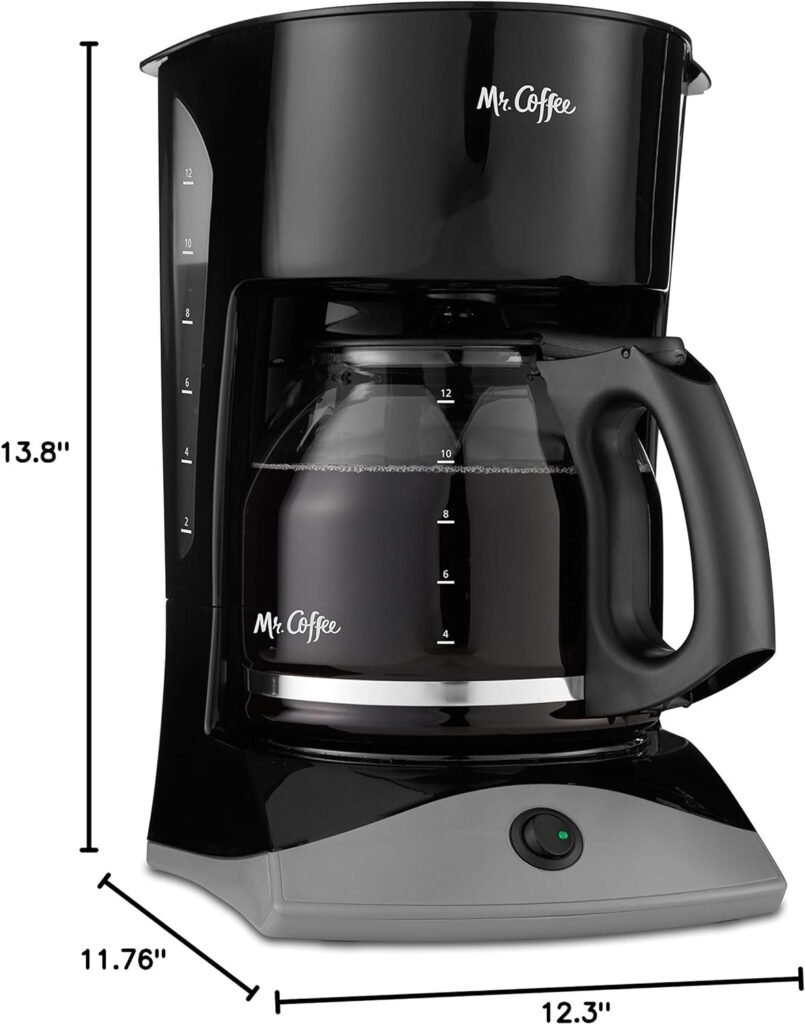 Mr. Coffee Coffee Maker with Auto Pause and Glass Carafe, 12 Cups, Black