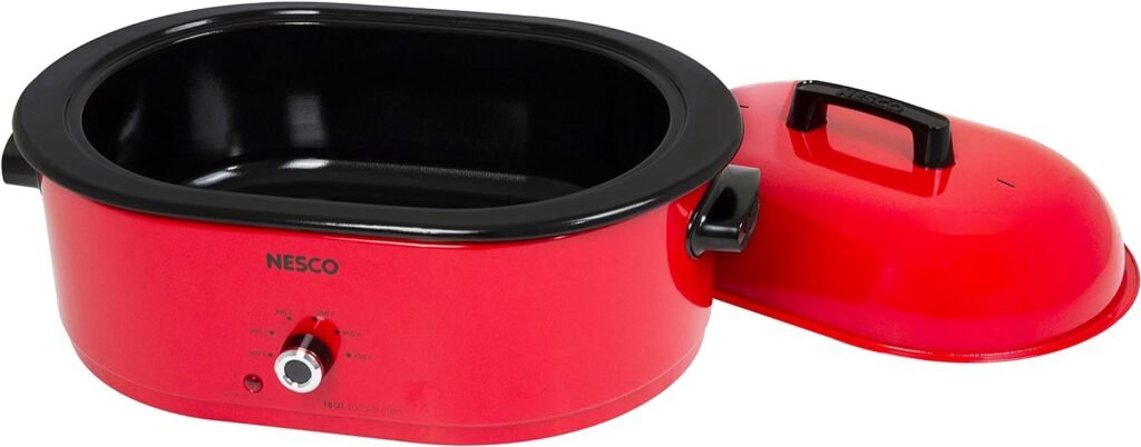 NESCO 18 Quart Roaster Slow Cooker - Red