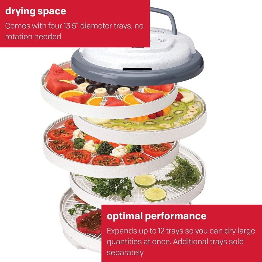 NESCO FD-75A Snackmaster Pro Food Dehydrator, For Snacks, Fruit, Beef Jerky, Gray