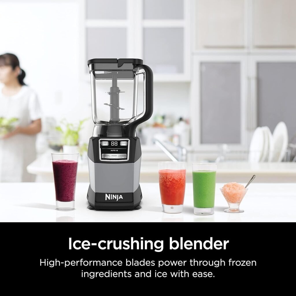 Ninja AMZ493BRN Compact Kitchen System, 1200W, 3 Functions for Smoothies, Dough  Frozen Drinks with Auto-IQ, 72-oz.* Blender Pitcher, 40-oz. Processor Bowl  18-oz. Single-Serve Cup, Grey