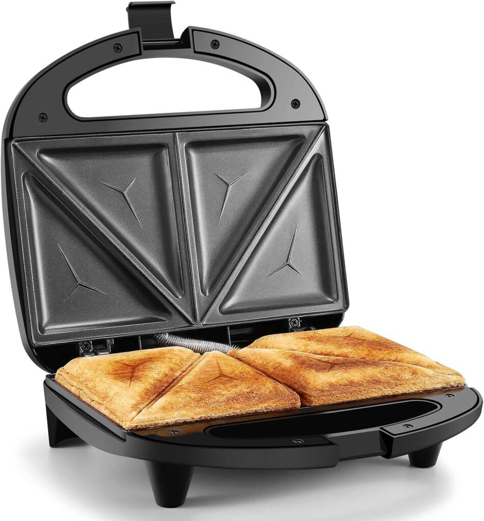 OSTBA Sandwich Maker, Toaster and Electric Panini Press with Non-stick plates, LED Indicator Lights, Cool Touch Handle, Black