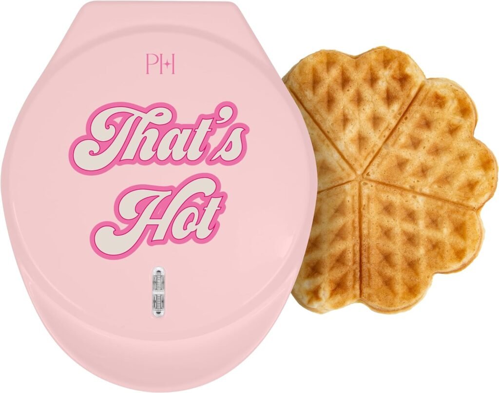 Paris Hilton Heart Waffle Maker, Makes 5 Mini Heart Shaped Waffles or 1 Individual Waffle, Easy to Clean 6 Nonstick Plates, Made without PFAS or PFOA, Electric Waffle Iron, Pink