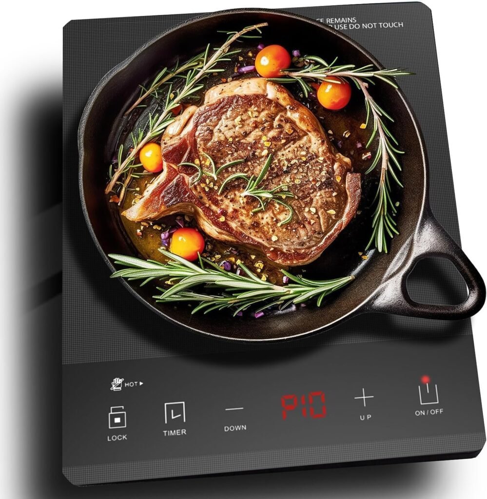 PAYISHO 2000W Electric Hot plate Single Burner Portable Induction Cooktop for Cooking Ultra-thin Electric Stove Infrared Burner Cooker,24H Timer Child Safety Lock,Surface Compatible for All Cookware