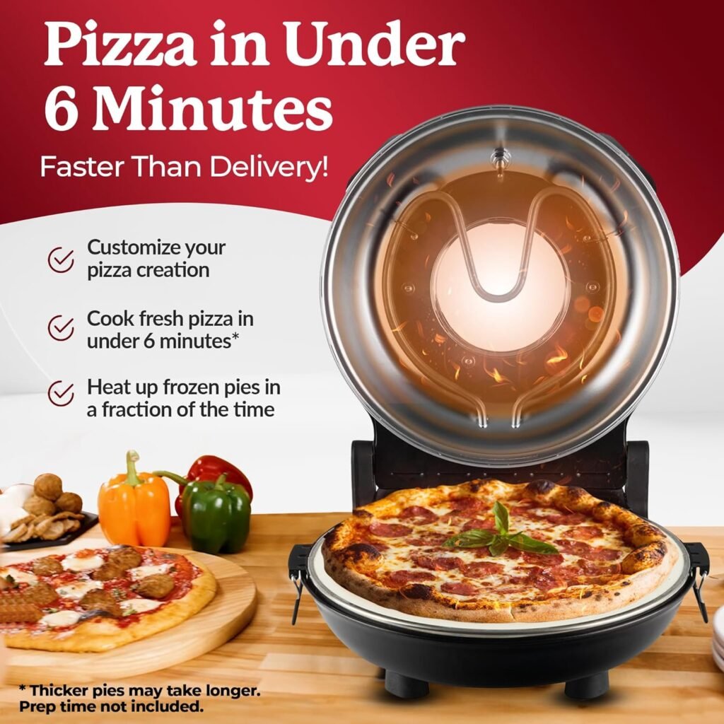 Piezano Pizza Oven by Granitestone – Electric Pizza Oven Indoor Portable, 12 Inch Indoor Pizza Oven Countertop, Stone Baked Pizza Maker Heats up to 800˚F for Brick Oven Taste at Home As Seen on TV