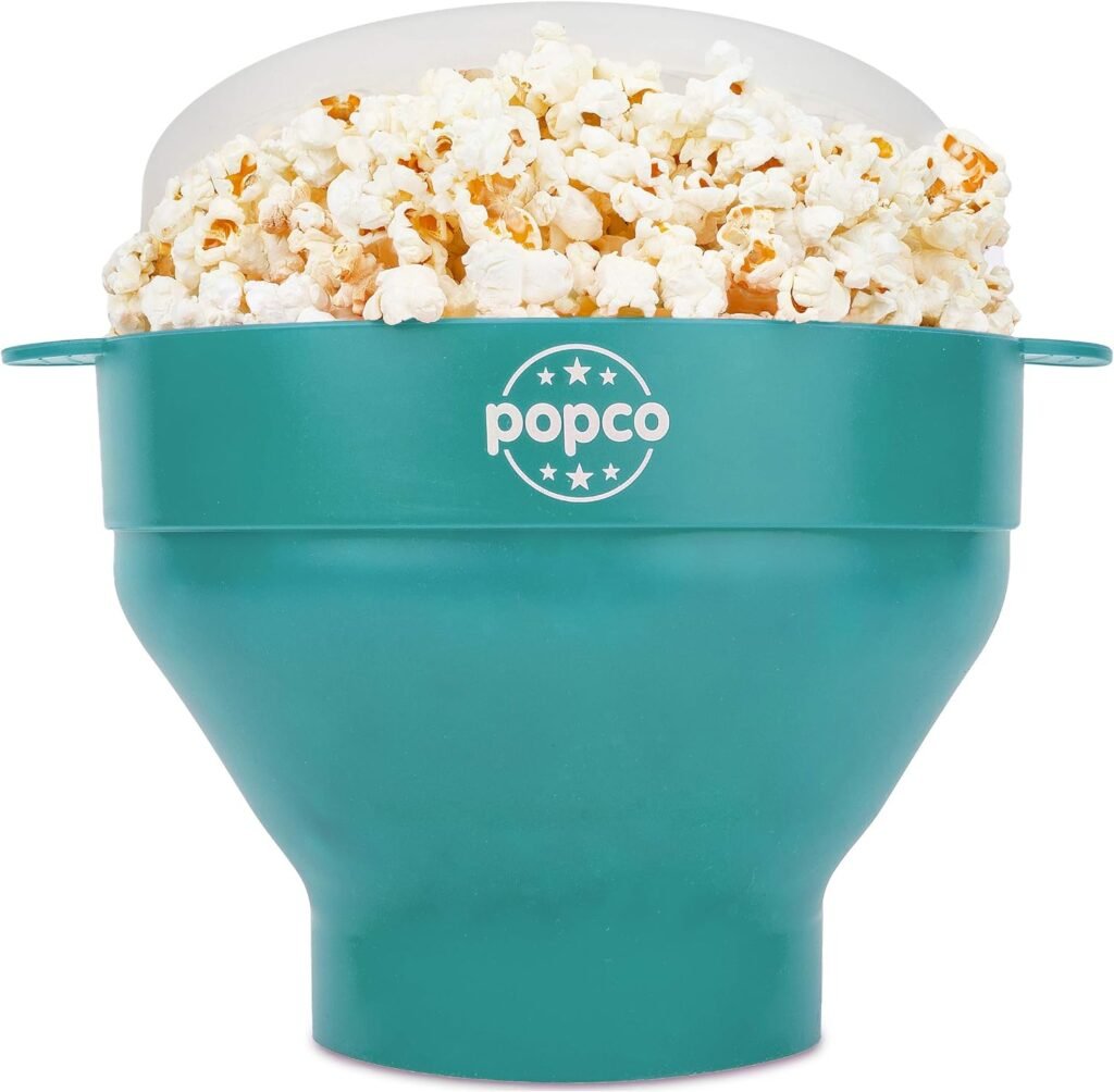 POPCO Silicone Microwave Popcorn Popper with Handles | Popcorn Maker | Collapsible Popcorn Bowl | BPA Free and Dishwasher Safe | 15 Colors Available (Blue)