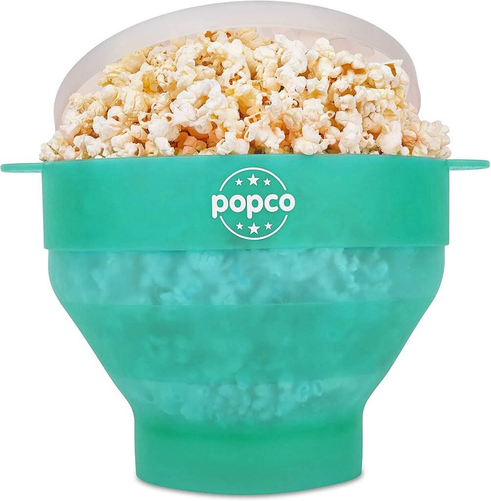 POPCO Silicone Microwave Popcorn Popper with Handles | Popcorn Maker | Collapsible Popcorn Bowl | BPA Free and Dishwasher Safe | 15 Colors Available (Blue)