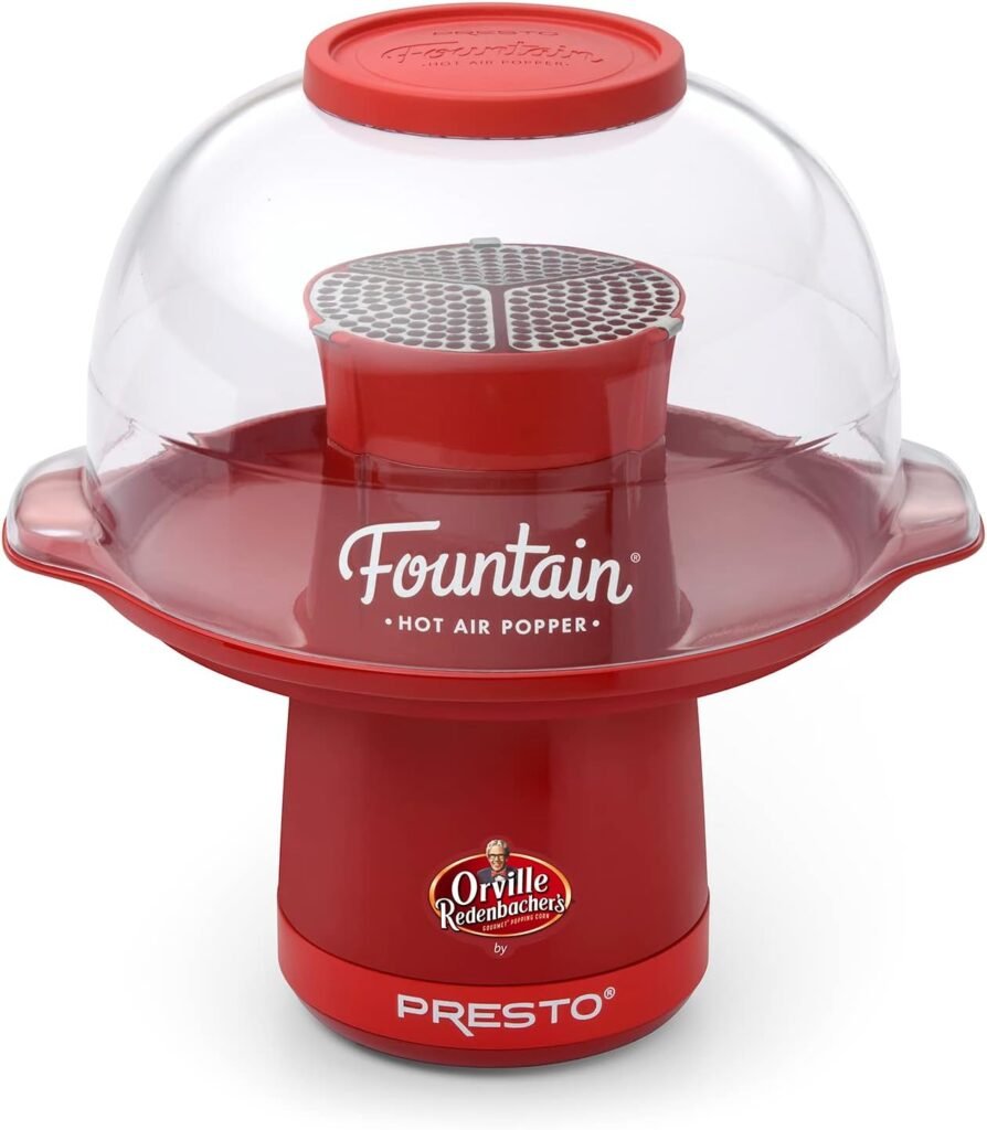 Presto Orville Redenbachers Fountain Hot Air Popper Popcorn, 20-Cups, Red