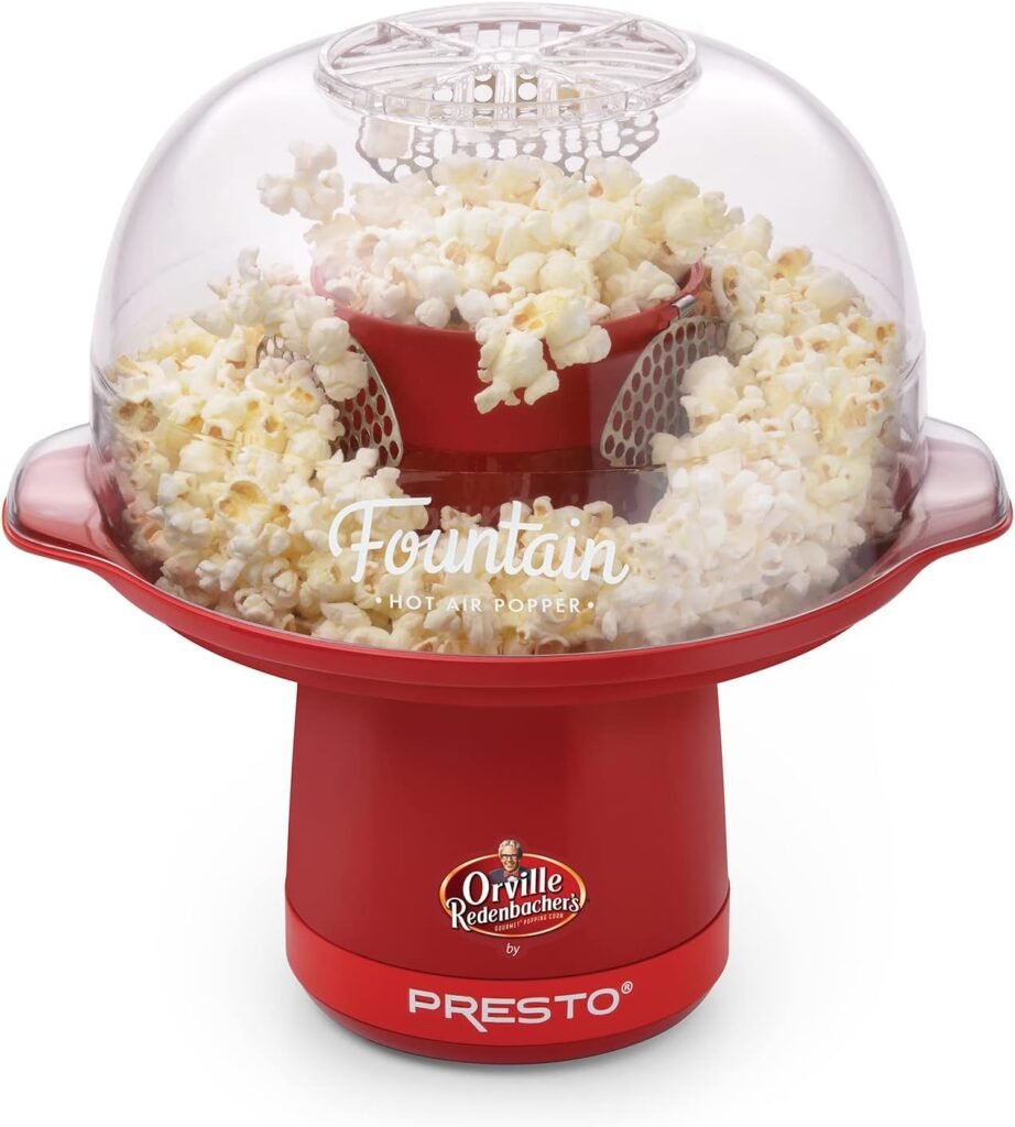 Presto Orville Redenbachers Fountain Hot Air Popper Popcorn, 20-Cups, Red