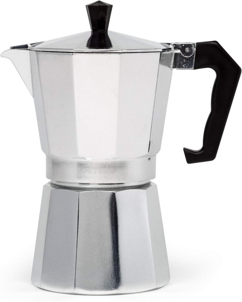 Primula Classic Stovetop Espresso and Coffee Maker, Moka Pot for Italian and Cuban Café Brewing, Greca Coffee Maker, Cafeteras, 6 Espresso Cups, Silver