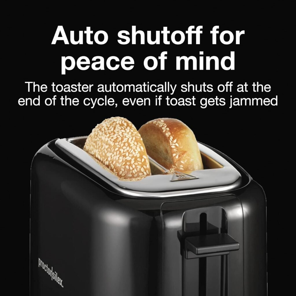 Proctor Silex 2-Slice Toaster with Extra Wide Slots for Bagels, Cool-Touch Walls, Shade Selector, Toast Boost, Auto Shut-off and Cancel Button, Black (22305)