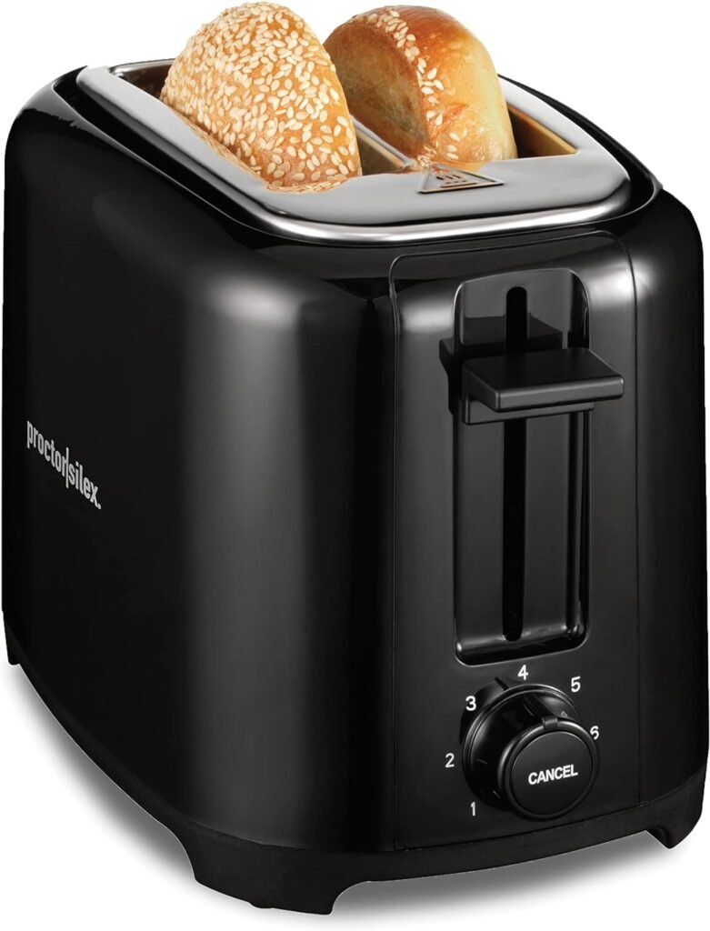 Proctor Silex 2-Slice Toaster with Extra Wide Slots for Bagels, Cool-Touch Walls, Shade Selector, Toast Boost, Auto Shut-off and Cancel Button, Black (22305)