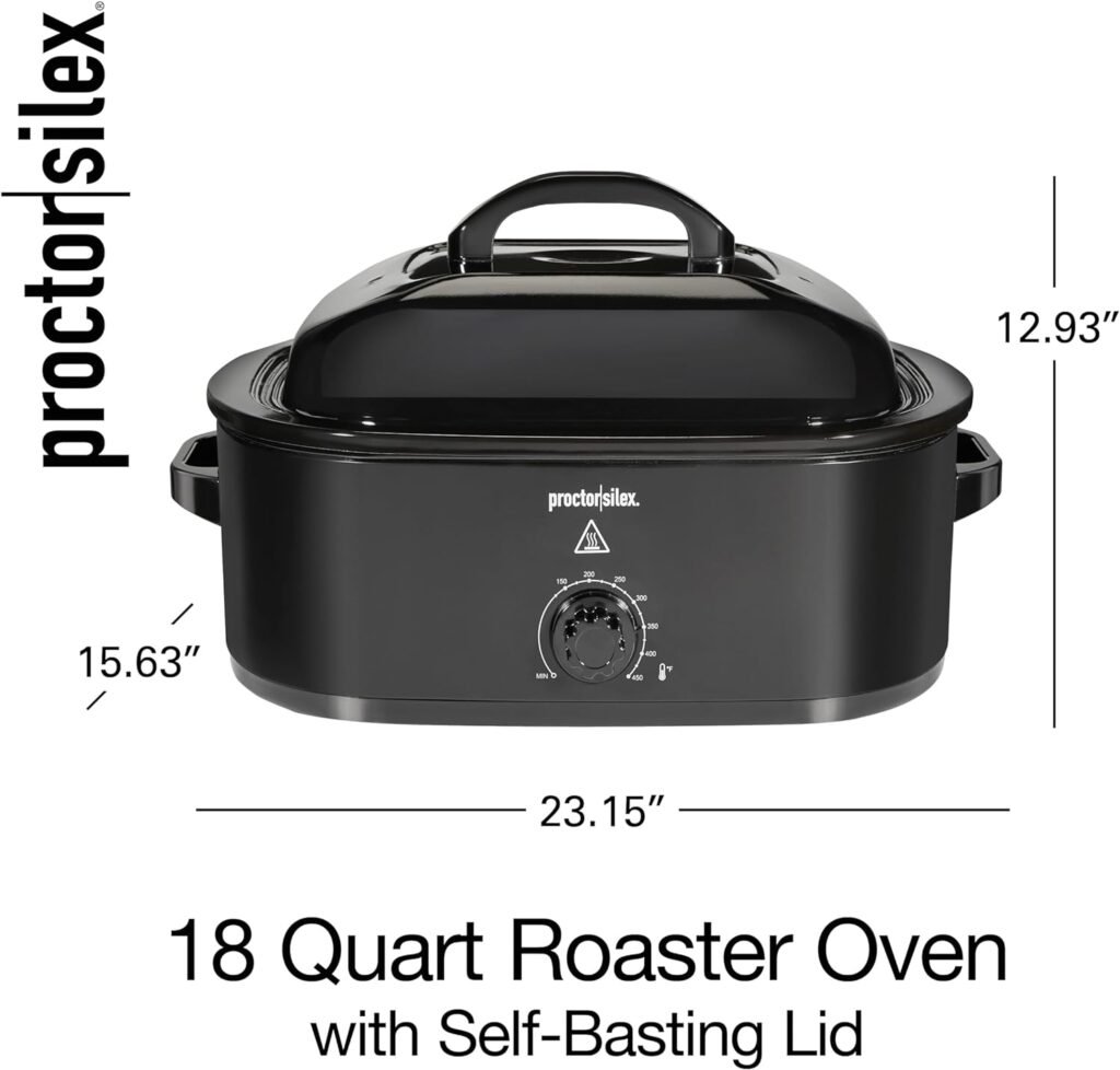 Proctor Silex 24-Pound Electric Roaster Oven with Variable Temperature Control, Self-Basting Lid  Removable Pan, 18 Quart, Black (32211)