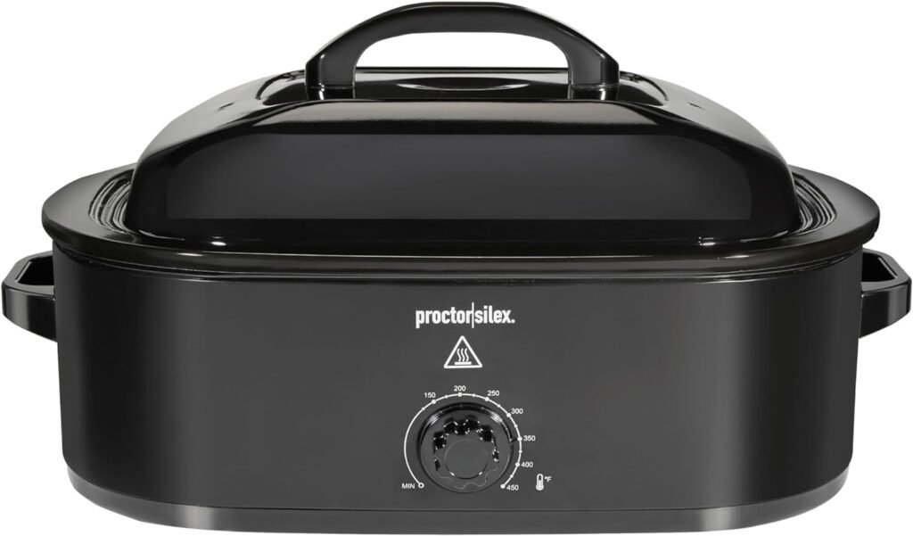 Proctor Silex 24-Pound Electric Roaster Oven with Variable Temperature Control, Self-Basting Lid  Removable Pan, 18 Quart, Black (32211)