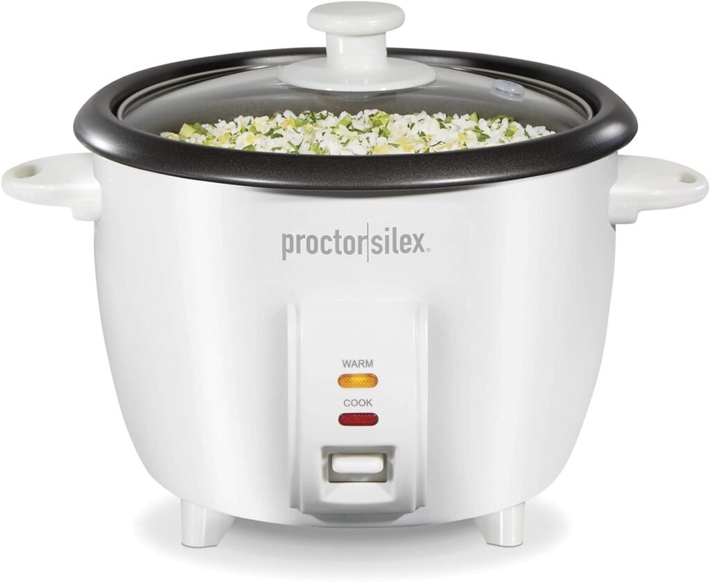 Proctor Silex Rice Cooker  Food Steamer Steam and Rinsing Basket, 10 Cups Cooked (5 Cups Uncooked), White