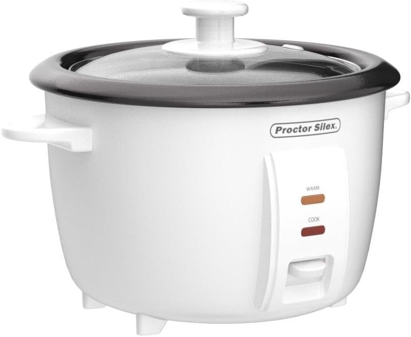 Proctor Silex Rice Cooker  Food Steamer Steam and Rinsing Basket, 10 Cups Cooked (5 Cups Uncooked), White