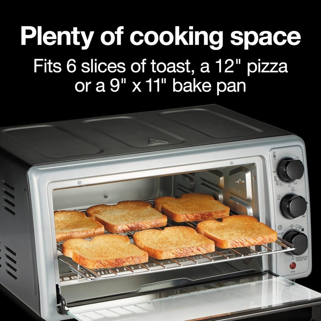 Proctor Silex Simply-Crisp Toaster Oven Air Fryer Combo with 4 Functions Including Convection, Bake  Broil, Fits 6 Slices or 12” Pizza, Auto Shutoff, Black (31275)