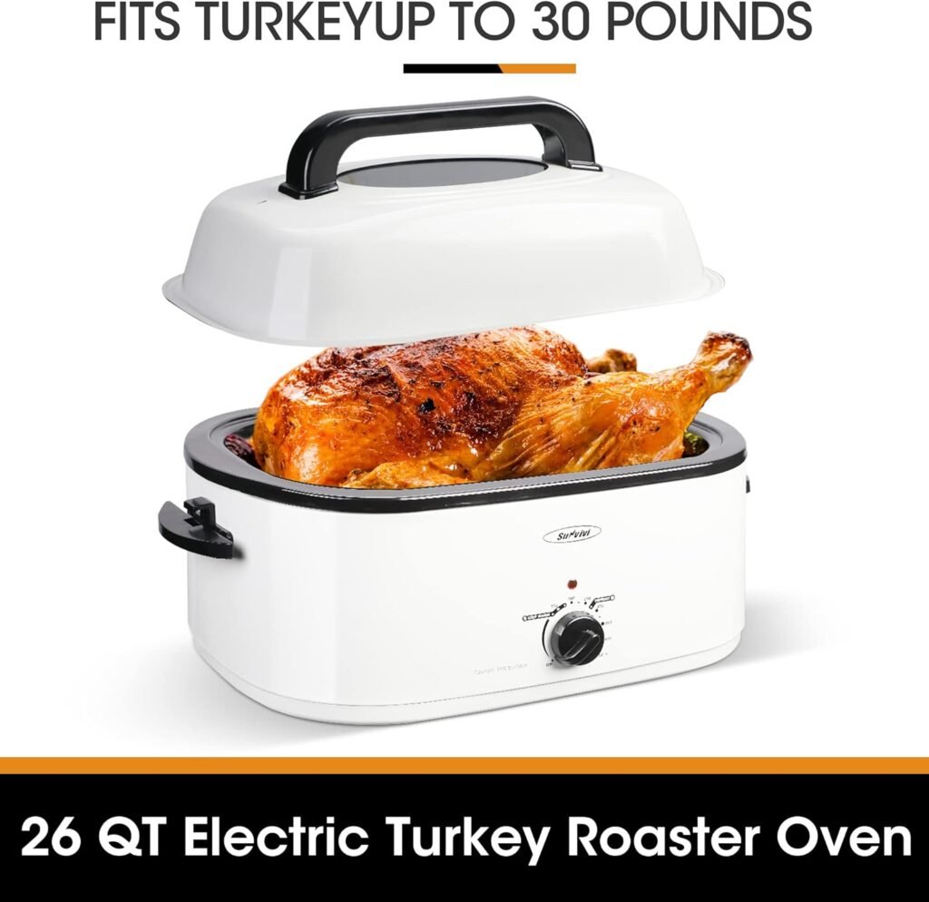 Roaster Oven,24Qt Electric Roaster Oven with Self-Basting Lid,Turkey Roaster with Unique Defrost/Warm Function,Large Roaster with Removable Pan  Rack,Blue