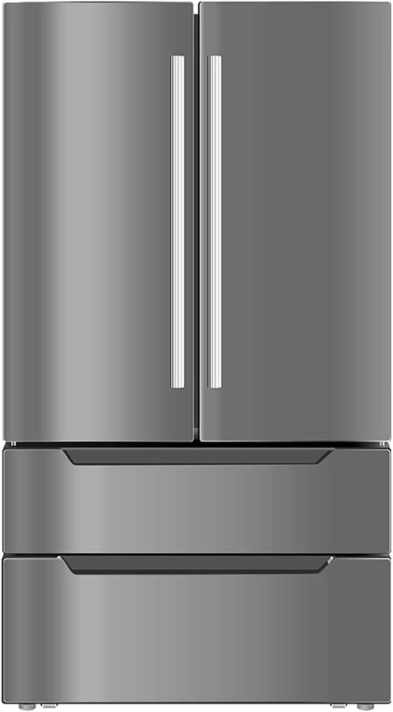 SMETA French Door Refrigerator, Kitchen Fridge with Ice Maker 36, Frost-free Counter Depth Refrigerators Double Door Fridges Stainless Steel Full Size Bottom Freezer 22.5 Cu.Ft neveras para cocina