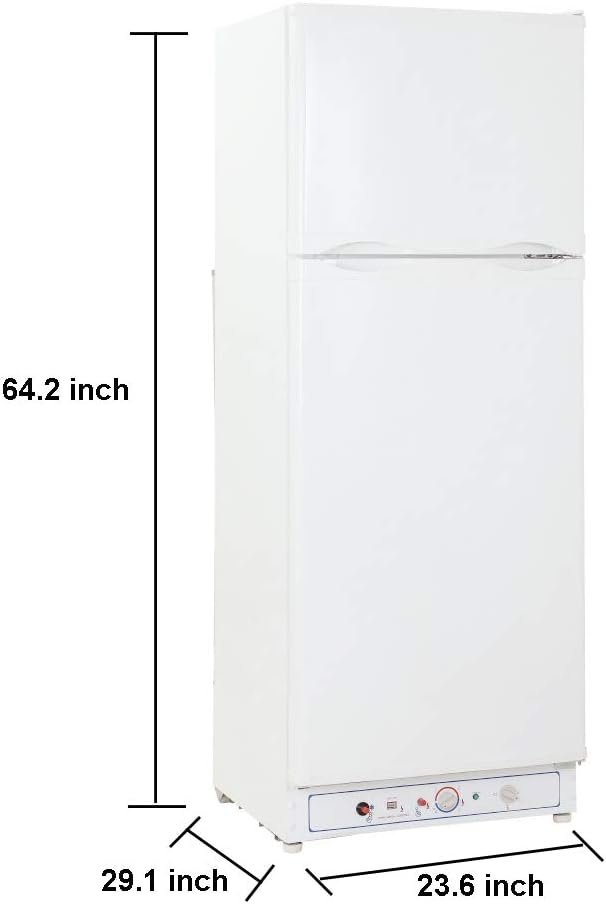 SMETA Propane Refrigerator with Freezer 13.4 cuft Gas Fridge 110v/LPG Dual Ways Top Freezer Top Mount Full Size for Kitchen Garage RV Off-Grid